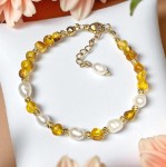 Magia Żywiołów Amulet Bransoletka na dobrobyt energię i ochronę Bursztyn i Perła