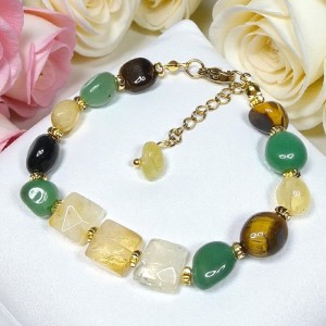 Złota Energia Bransoletka na pieniądze i spełnianie marzeń Cytryn Awenturyn Tygrysie Oko