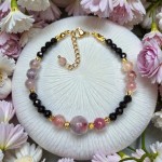 Wojowniczka bransoletka na ochronę i miłość własną rubelit różowy turmalin czarny turmalin