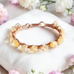 Bransoletka miedziana z cytrynem damska na obfitość i pewność siebie