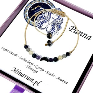 Bransoletka znak zodiaku Panna Lapis Lazuli Labradoryt Cytryn bransoletka z kamieni naturalnych