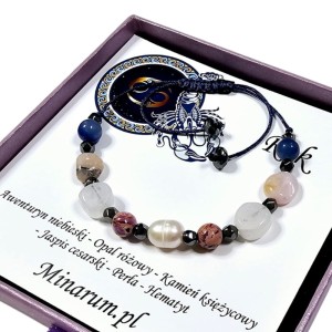 Bransoletka znak zodiaku Rak Perła Awenturyn Opal bransoletka z kamieni naturalnych