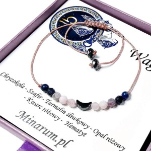 Bransoletka znak zodiaku Waga Chryzokola Szafir Opal bransoletka z kamieni naturalnych