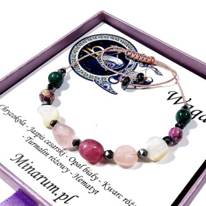 Bransoletka znak zodiaku Waga Turmalin Kwarc różowy Chryzokola bransoletka z kamieni naturalnych