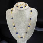 Blask Komplet biżuterii 2el naszyjnik bransoletka Lapis lazuli z cytrynem