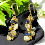 Blask Eleganckie kolczyki z kamieni naturalnych Kolczyki z cytrynu i lapis lazuli