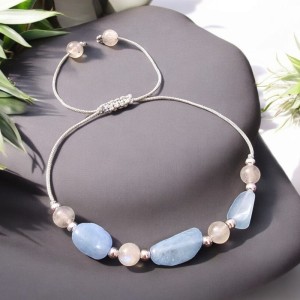 Światło Księżyca Bransoletka z kamieni naturalnych akwamaryn kamień księżycowy odwaga i intuicja