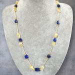 Blask Elegancki naszyjnik z  Lapis lazuli i cytrynem regulowana długość na sznurku jubilerskim