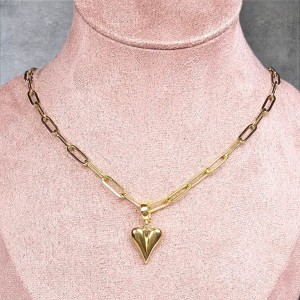 Naszyjnik z odpinaną zawieszką serce stal pozłacana
