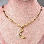 Naszyjnik z odpinaną zawieszką Księżyc stal pozłacana