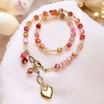 Naszyjnik Magia Agatów w kolorze różowo czerwonym z sercem