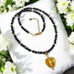 Magia Nocy Naszyjnik z Czarnym Turmalinem z zawieszką w kształcie serca