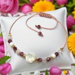 Bransoletka Energia Spokoju Na Równowagę Emocjonalną Ukojenie i Intuicję Lepidolit Kamień Księżycowy Muszla